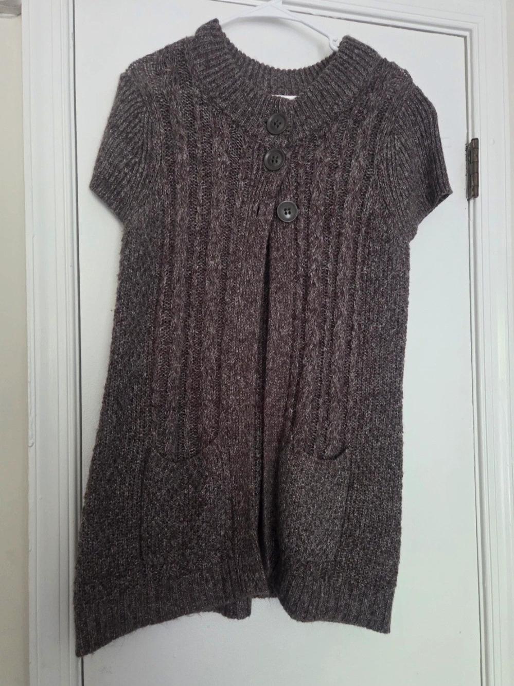 Sonoma Brown Marled Cable Knit Button Top Cardigan Vest L